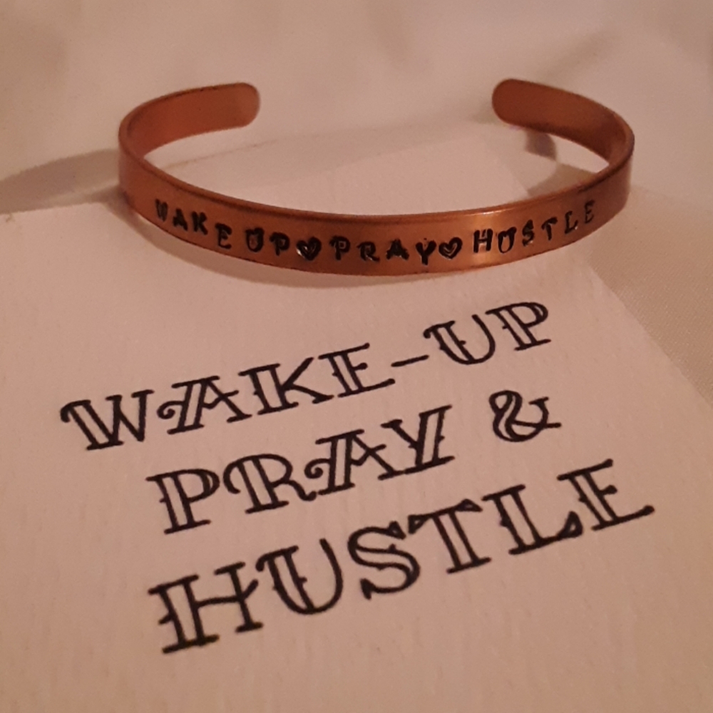 WakeUp, Pray, Hustle Metal Cuff